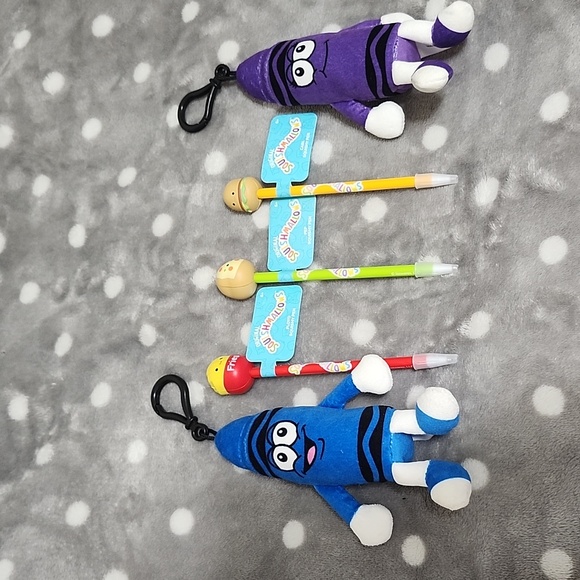 squishmallow and crayola Other - Squishmallows Blue & Purple Crayon Plush Keychain Duo And 3 Squishmallow Pens